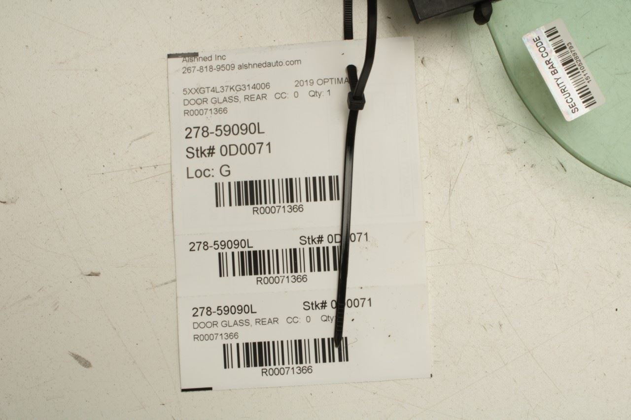 2016-2020 Kia Optima LX Rear Left Driver Side Door Window Glass 83410-D5010 OEM - Alshned Auto Parts