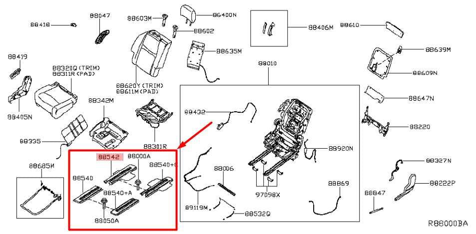 19-20 Infiniti QX60 RR RH 2nd Row Seat Rail Track Cover Trim Set 88542-3JA2A OEM - Alshned Auto Parts