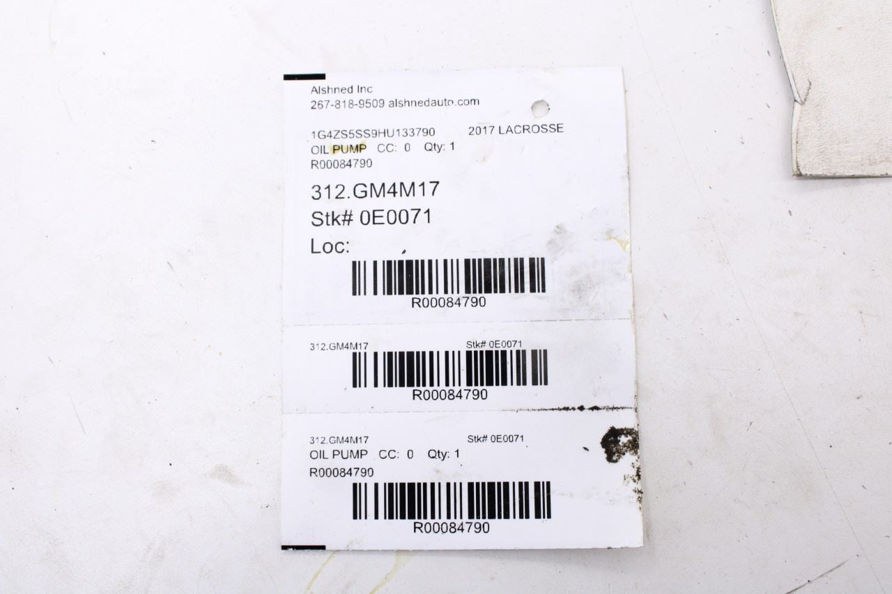 2017-2019 Buick LaCrosse Premium 3.6L Engine Motor Oil Pump 12696174 OEM - Alshned Auto Parts