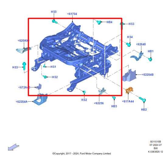 2018-2022 Ford EcoSport Front Left Seat Lower Track Frame CU5A-96603B08-AC OEM - Alshned Auto Parts