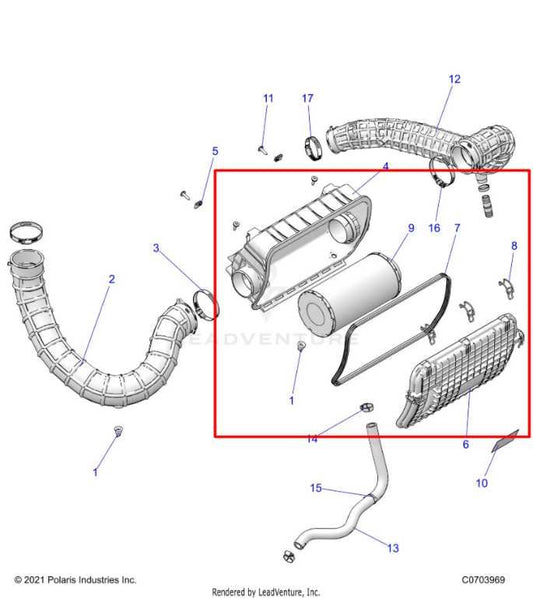 14-26 Polaris RZR XP 1000 Ultimate Air Intake Cleaner Filter Housing 1241166 OEM - Alshned Auto Parts