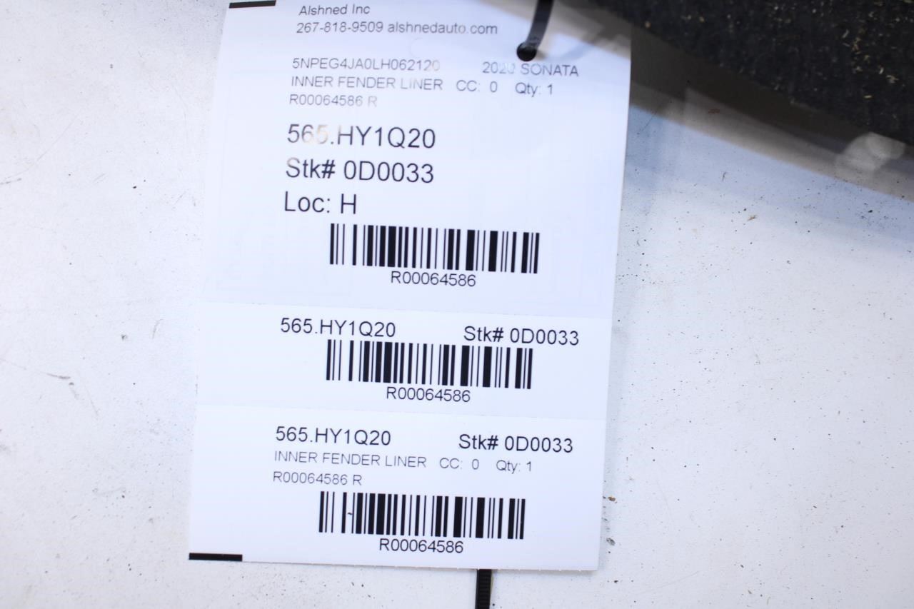 2020-22 Hyundai Sonata SE Rear Right Wheelhouse Inner Liner Splash Shield *ReaD* - Alshned Auto Parts