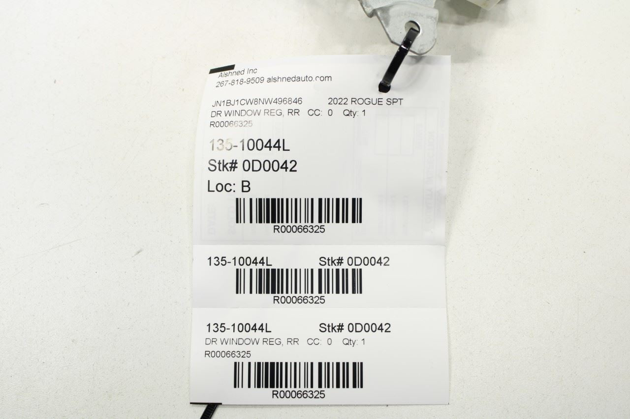 17-22 Nissan Rogue Sport SL AWD RR LH Door Window Regulator w/ Motor 82721-6MA0B - Alshned Auto Parts