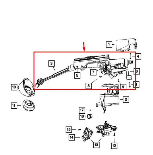 2011-2017 Jeep Patriot Sport SE 2.4L 4WD Steering Column Assembly 4664341AT OEM - Alshned Auto Parts