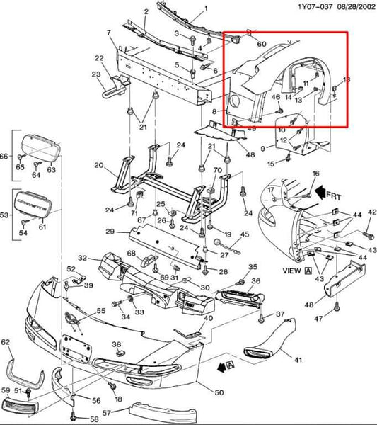 1997-04 Chevrolet Corvette Front LH Side Fender Inner Wheel Arch Housing *ReaD* - Alshned Auto Parts