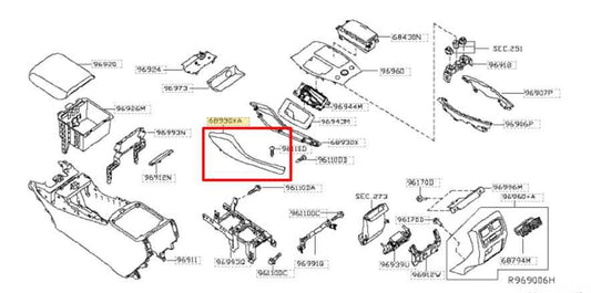 2016-20 Infiniti QX60 Left Side Center Console Trim Cover Panel 68931-9NF0A OEM - Alshned Auto Parts