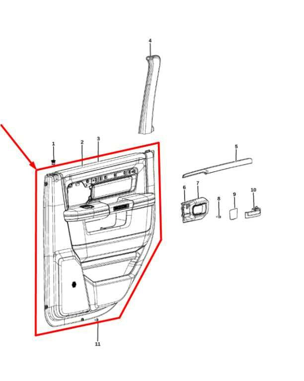 2014-24 Ram 1500 Classic Express Quad Cab Rear Right Door Trim Panel 1EA50TX7AD1