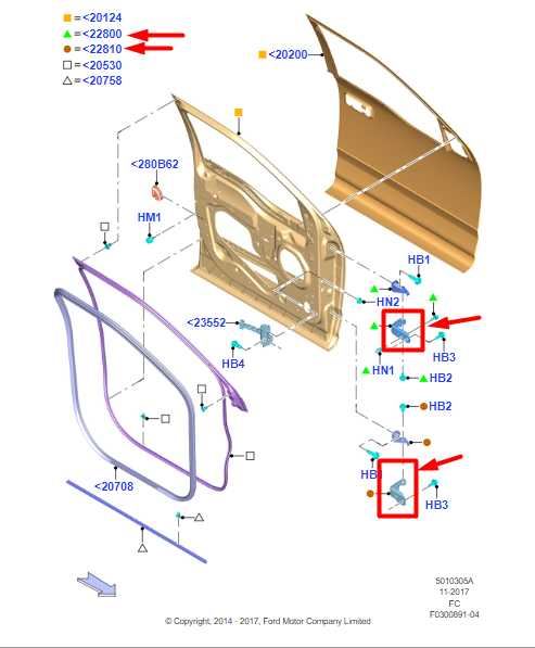 2015-23 Ford F150 FR Right Side Door Hinge Upper & Lower FL3Z-1622800-B OEM - Alshned Auto Parts