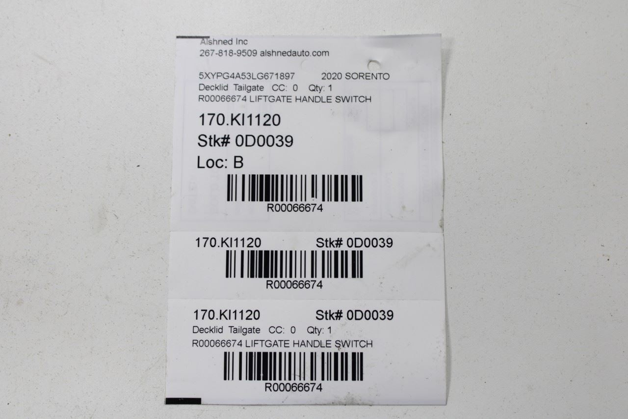 2016-2020 Kia Sorento LX License Plate Lamp Set w/ Liftgate Release Lock Handle - Alshned Auto Parts