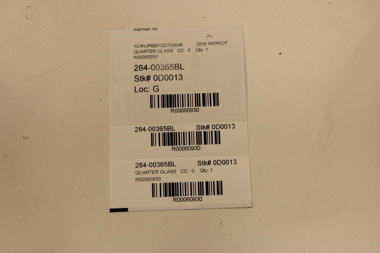 2007-2017 Jeep Patriot Sport SE Rear Left Side Quarter Window Glass 68003727AB - Alshned Auto Parts