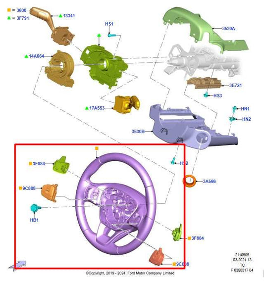 20-23 Ford Escape SEL Steering Wheel Leather w/ Control Buttons LJ6Z-3600-NB OEM - Alshned Auto Parts