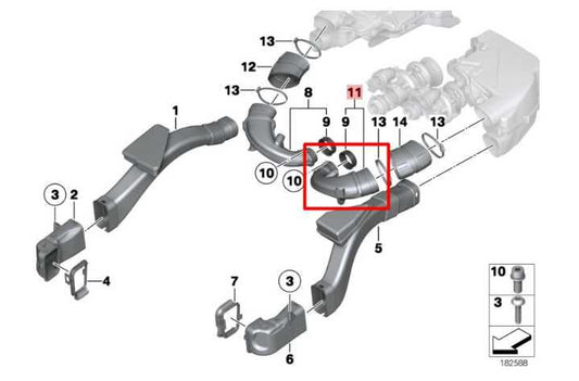 2010-15 BMW 750i xDrive 4.4L Air intake Left Side Upper Outlet Duct 13717577452 - Alshned Auto Parts