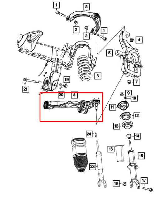 2019-2025 Ram 1500 5.7L 4WD Front Right Side Lower Control Arm 68261620AE OEM - Alshned Auto Parts