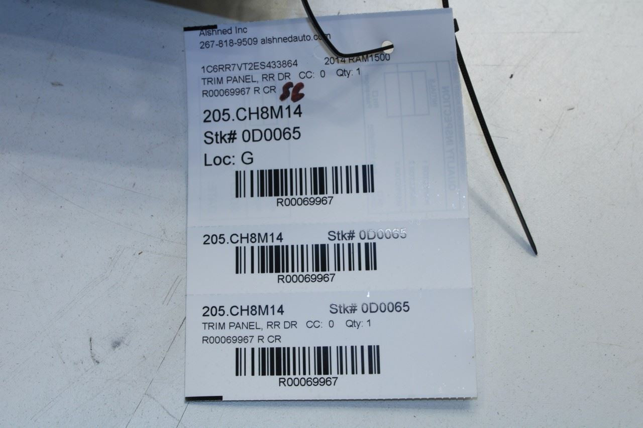 2013-2018 Ram 1500 Crew Cab Laramie Rear Left Door Trim Panel 1VZ411X9AF *ReaD* - Alshned Auto Parts