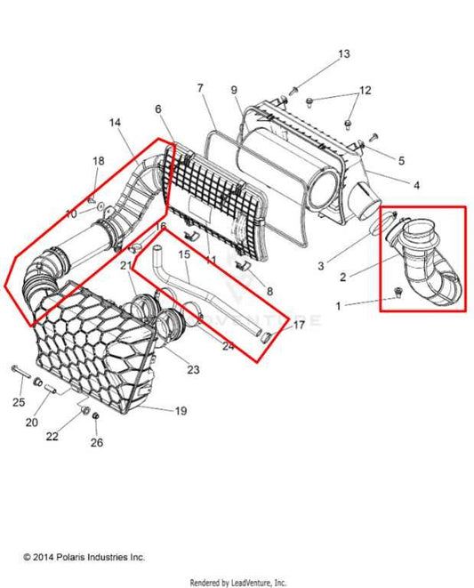 2015-23 Polaris RZR XP 1000 Air Intake Cleaner and Air Outlet Clutch Duct Lines - Alshned Auto Parts