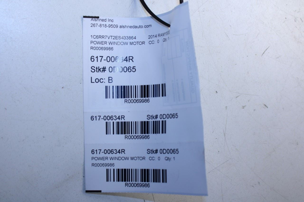 11-2018 RAM 1500 Crew Cab Laramie Rear Right Door Power Window Motor 68045134AB - Alshned Auto Parts