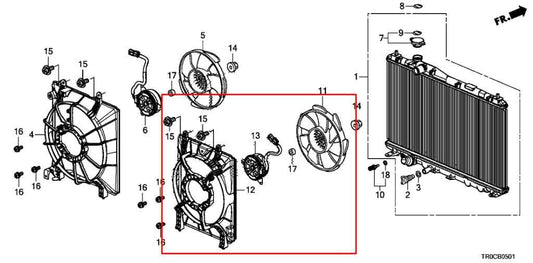2012-15 Honda Civic 1.8L RH Side Condenser Cooling Fan Motor Assy 38615-R1A-A02 - Alshned Auto Parts