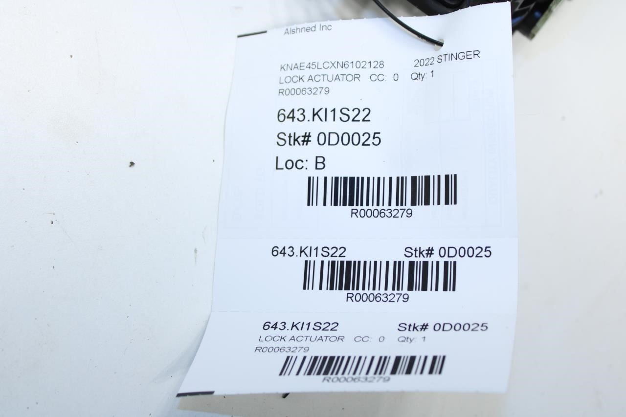 2018-2023 Kia Stinger GT1 Front Right Door Lock Latch Actuator 81320-J5010 OEM - Alshned Auto Parts