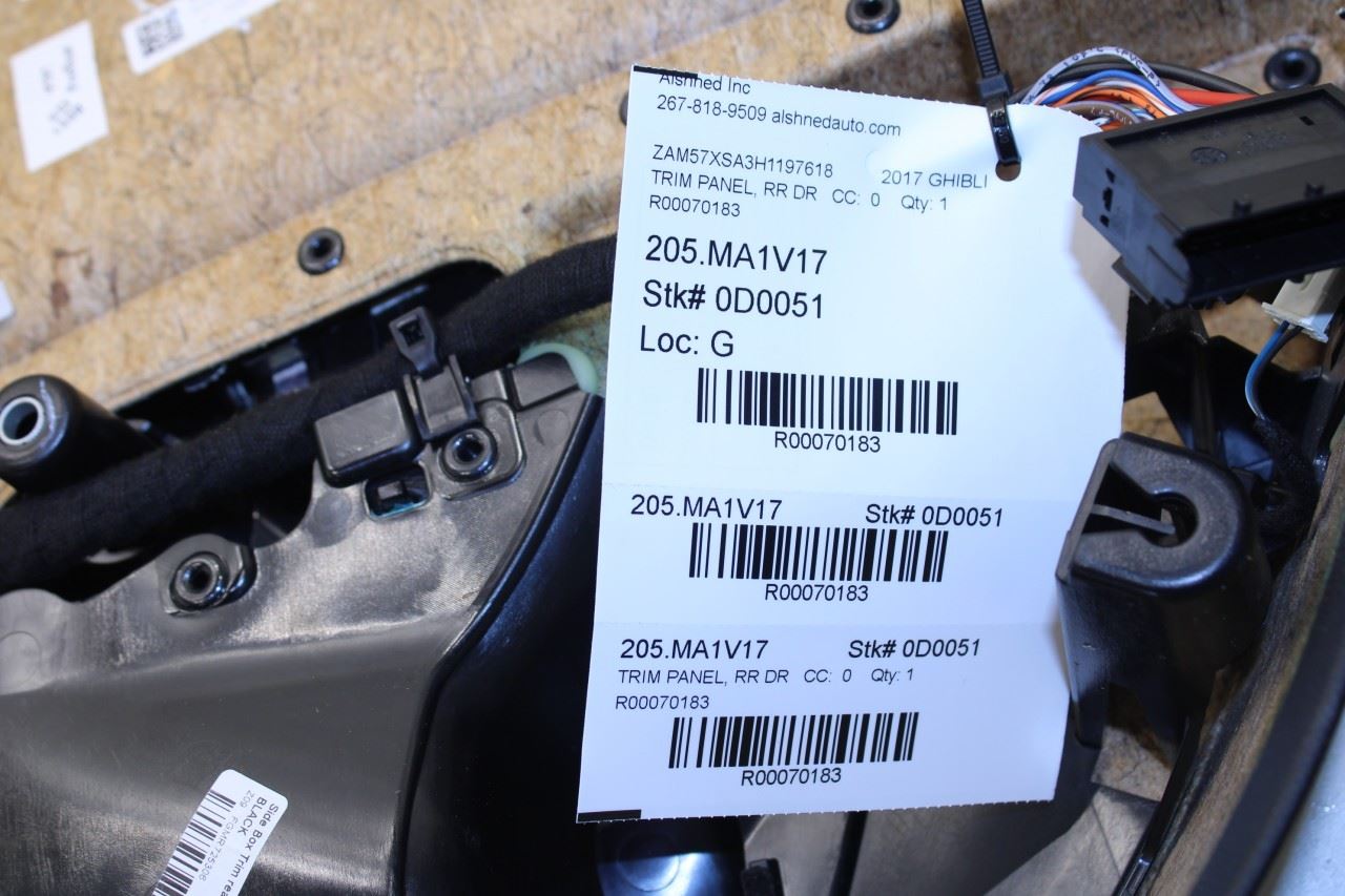 2017-2020 Maserati Ghibli Rear Left Driver Side Door Trim Panel 670018354 OEM - Alshned Auto Parts