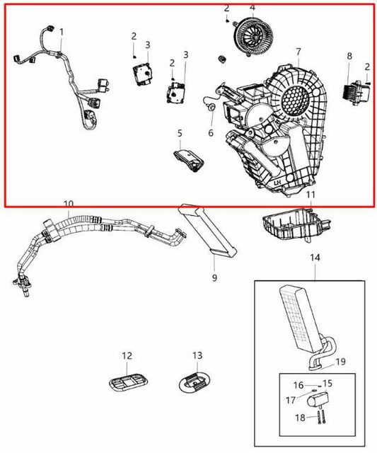 15-20 Dodge Grand Caravan GT 3.6L Rear Heater AC Upper Housing Blower Motor Assy - Alshned Auto Parts