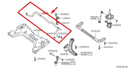 2013-19 Nissan Sentra SV FWD Front Stabilizer Sway Anti-Roll Bar 54611-4AF2A OEM - Alshned Auto Parts