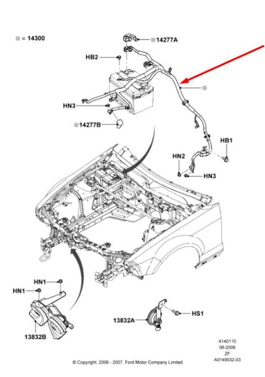 2010 Ford Mustang Conv V6 4.0L Positive Battery Cable Wire Harness AR3Z-14300-AA - Alshned Auto Parts