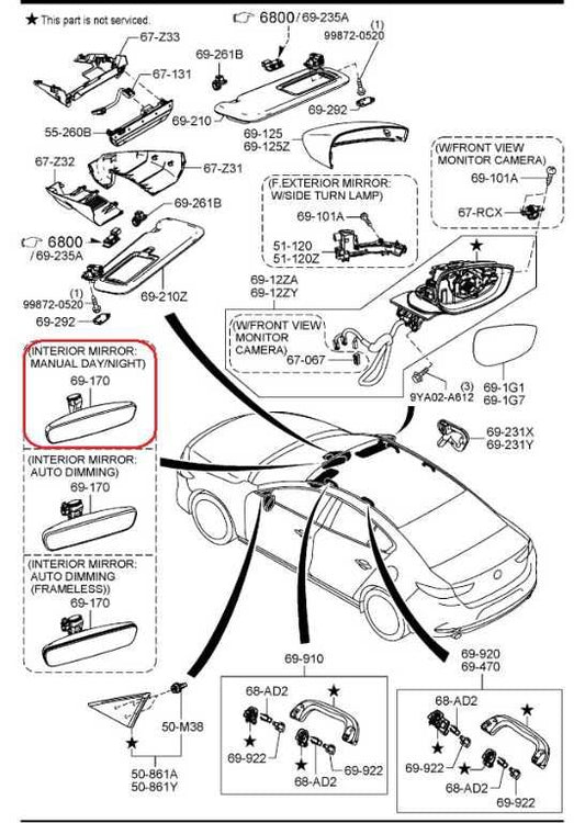 2022-2025 Mazda CX-30 2.5 S Interior Inside Rear View Mirror BCWB-69220 OEM - Alshned Auto Parts
