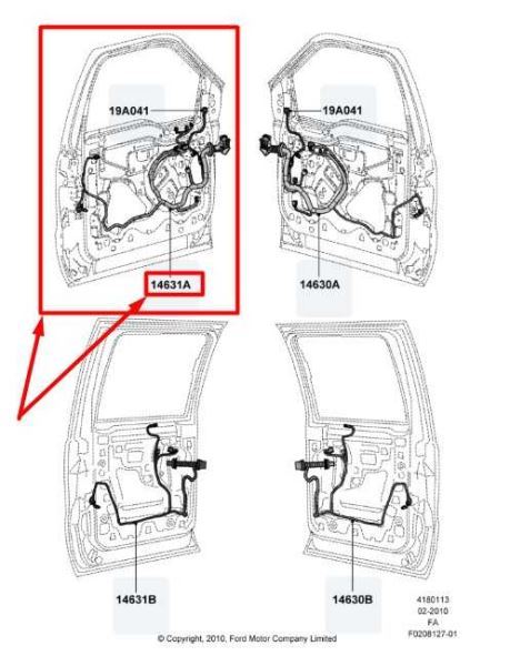 2011-2012 Ford F250 SD Front Left Driver Door Wire Harness BC3T-14631-KF OEM - Alshned Auto Parts