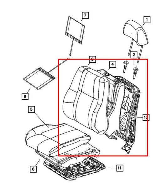 11-21 Jeep Grand Cherokee Front Left Side Seat Back Upper Cushion 68101099AA OEM - Alshned Auto Parts