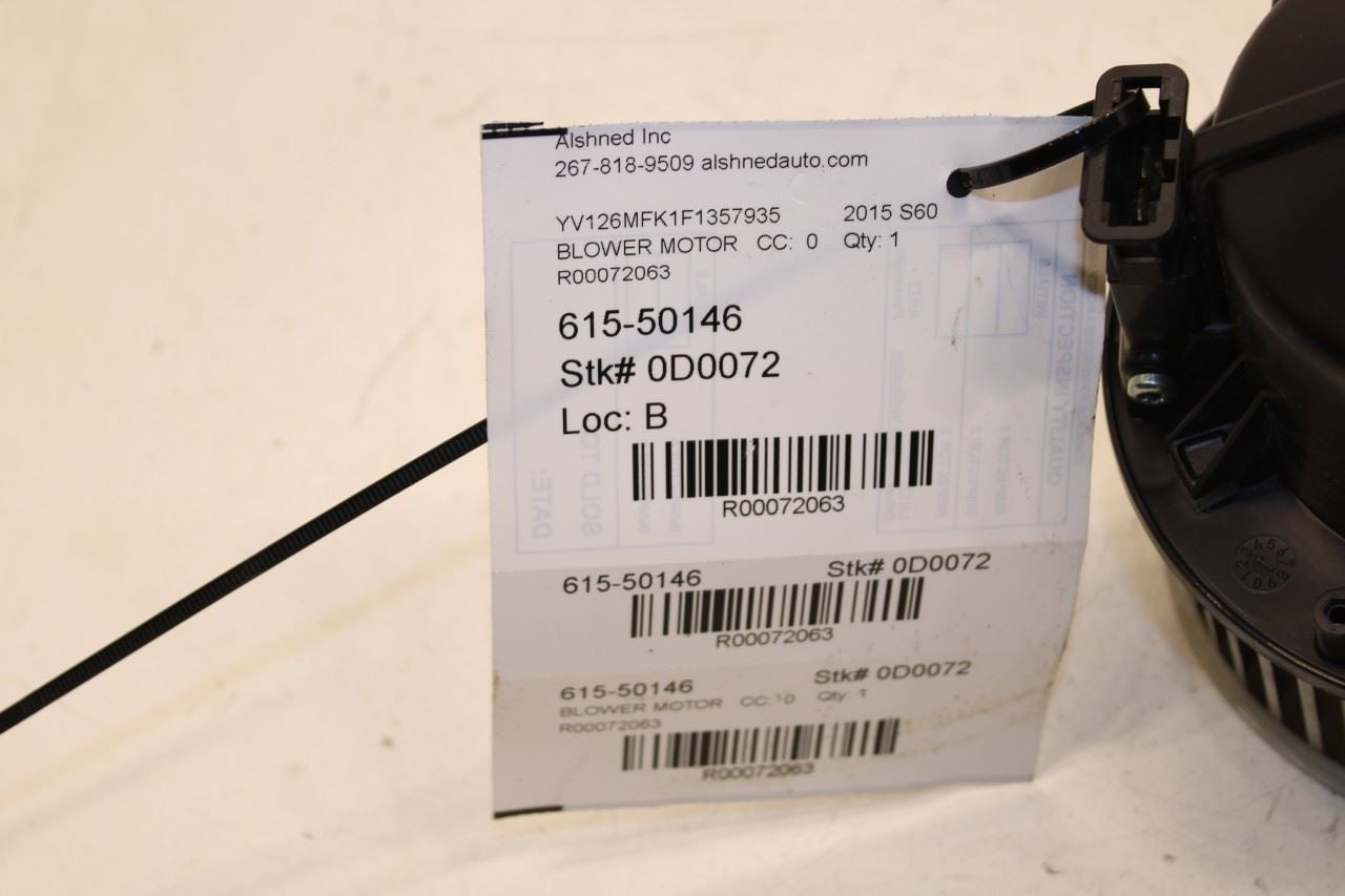 2015-2018 Volvo S60 T5 Premier 2.0L HVAC AC Blower Fan Motor 31291516 OEM - Alshned Auto Parts