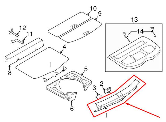 2017-2022 Nissan Rogue Sport SL AWD Rear Trunk Sill Scuff Kick Plate Trim Panel - Alshned Auto Parts