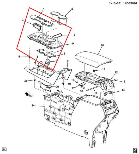 2018-24 Chevrolet Equinox LT Center Console Shifter Trim w/ Parking Brake Switch - Alshned Auto Parts