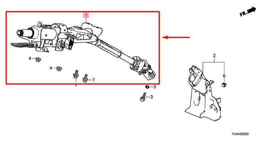 2018-2022 Honda Accord 1.5L FWD Steering Column Assembly 53200-TVA-A04 OEM - Alshned Auto Parts