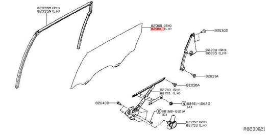 2019-2020 Infiniti QX60 Rear Right Door Window Glass 82300-3JA1C OEM *ReaD* - Alshned Auto Parts