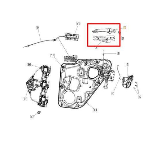 2013-21 Jeep Grand Cherokee Rear Right Side Door Exterior Handle 1MW30GW7AE OEM - Alshned Auto Parts