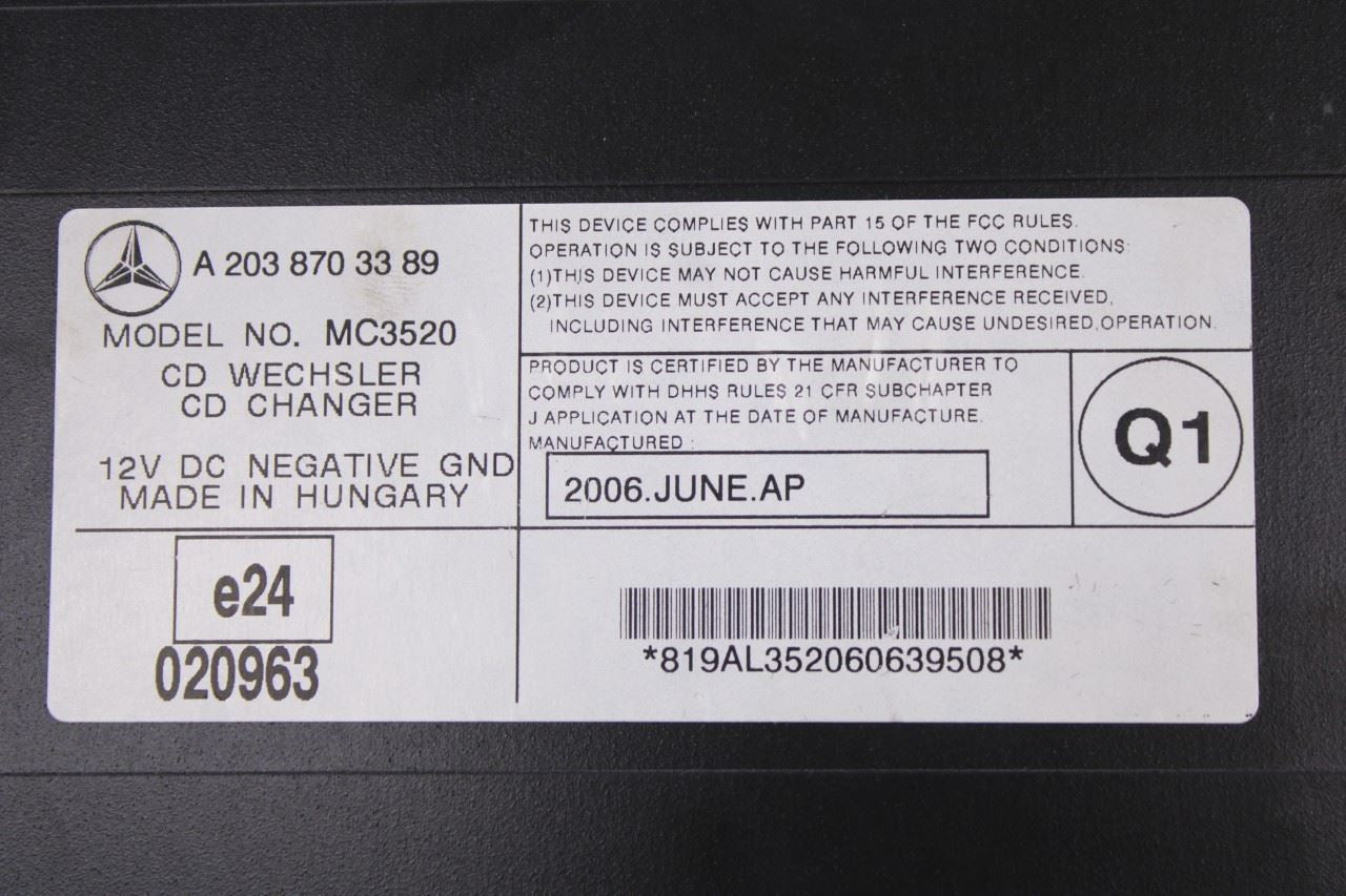 2006-2009 Mercedes-Benz CLK 350 Compact Disc Changer 2038703389 OEM13