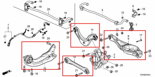 22-26 Honda Civic Sport FWD Rear Left Side Lower and Upper Control Arm Set of 4 - Alshned Auto Parts