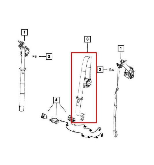 2014-2023 Jeep Cherokee 75th Anniversary Rear Center 2nd Row Seat Belt Retractor - Alshned Auto Parts