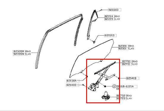 2013-2019 Nissan Sentra SV Rear Left Door Window Regulator w/ Motor 82721-4KH0B - Alshned Auto Parts