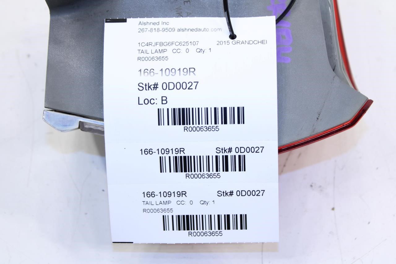 2014-2018 Jeep Grand Cherokee Limited Rear Right Side Tail Light Lamp 68110016AD - Alshned Auto Parts