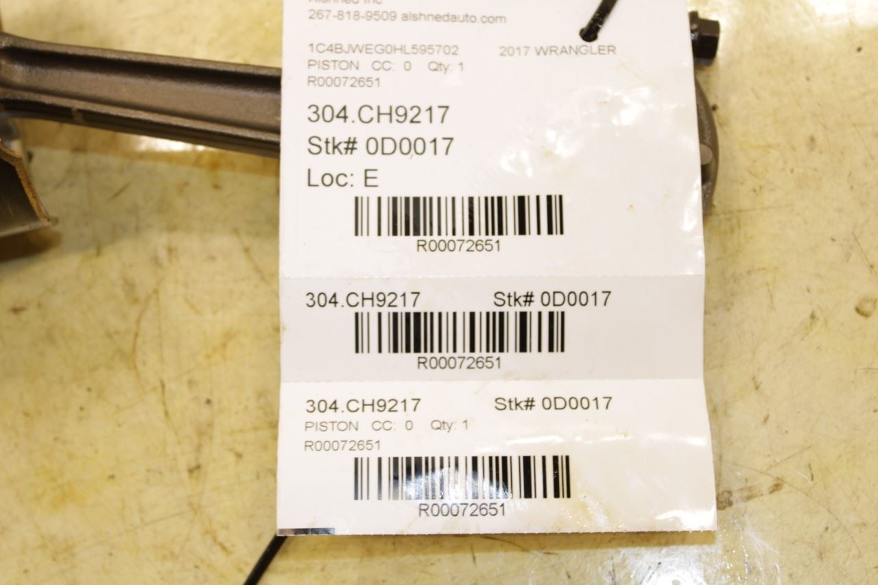 12-17 Jeep Wrangler Sahara 3.6L Engine Piston Left 1 w/ Connecting Rod 5184347AG - Alshned Auto Parts