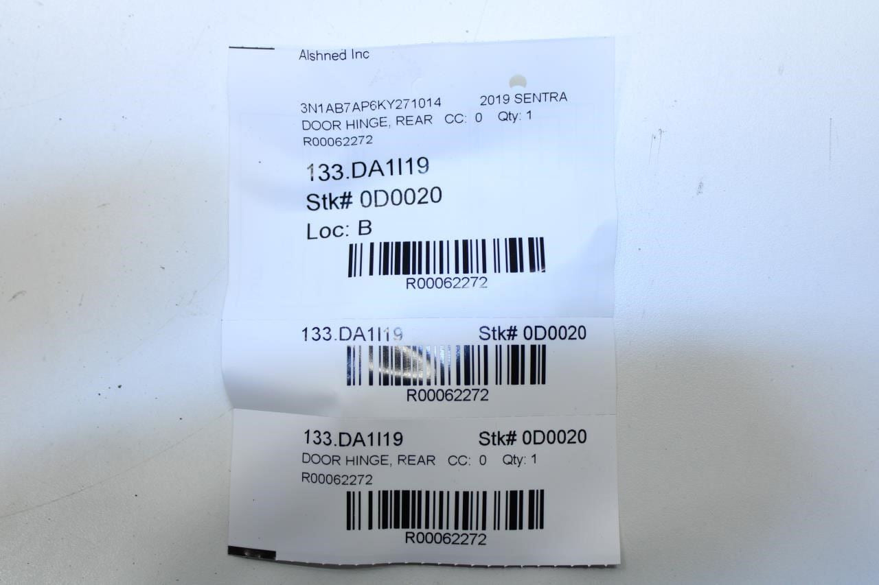 2014-19 Nissan Sentra SV Rear RH Side Door Hinge Upper and Lower 82400-9AM0A OEM - Alshned Auto Parts