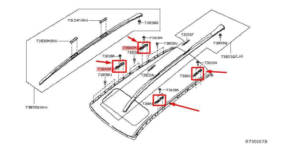 19-20 Infiniti QX60 Roof RH / LH Rail Rack Luggage Molding Brackets 738A1-3JA0B - Alshned Auto Parts