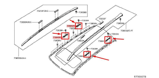 19-20 Infiniti QX60 Roof RH / LH Rail Rack Luggage Molding Brackets 738A1-3JA0B - Alshned Auto Parts