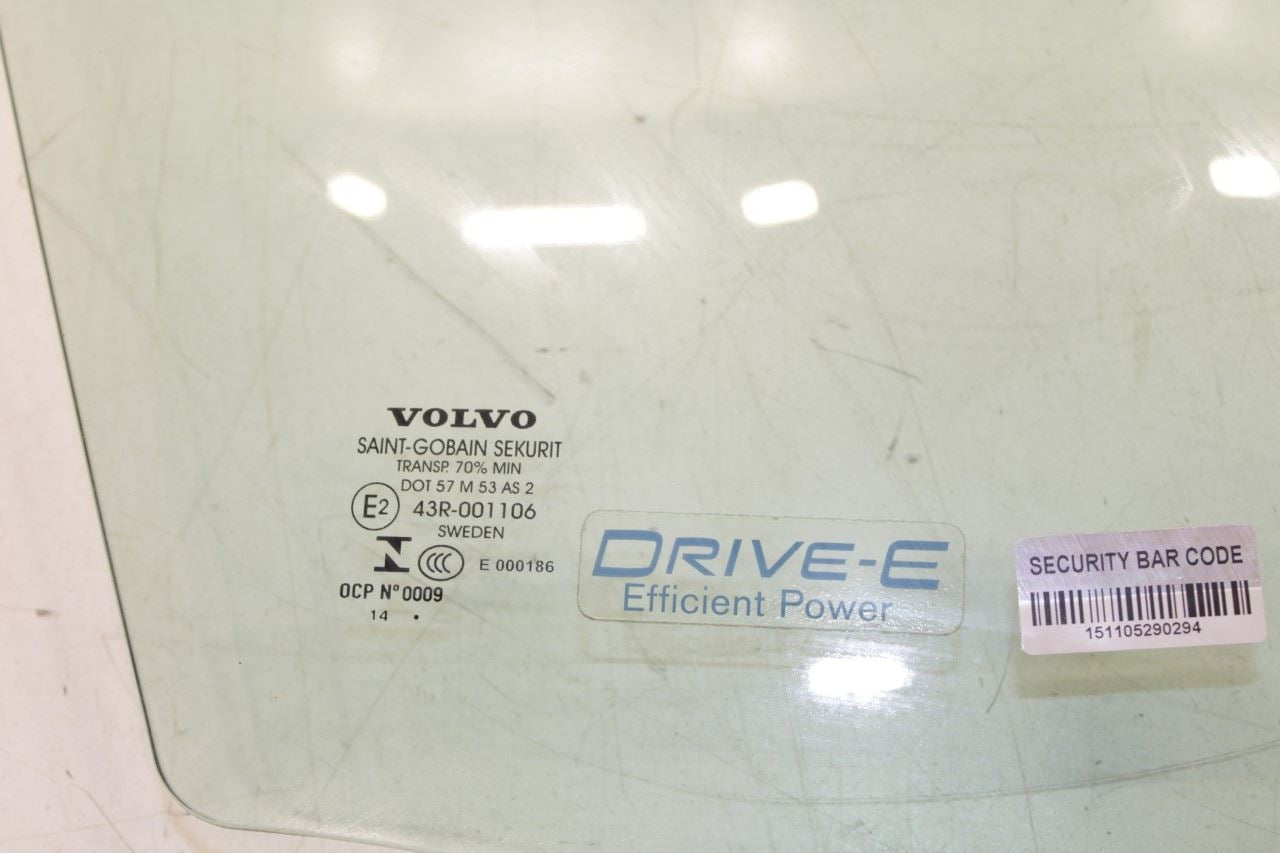 2015-2016 Volvo S60 T5 Premier Front Right Side Door Window Glass 31385415 OEM - Alshned Auto Parts