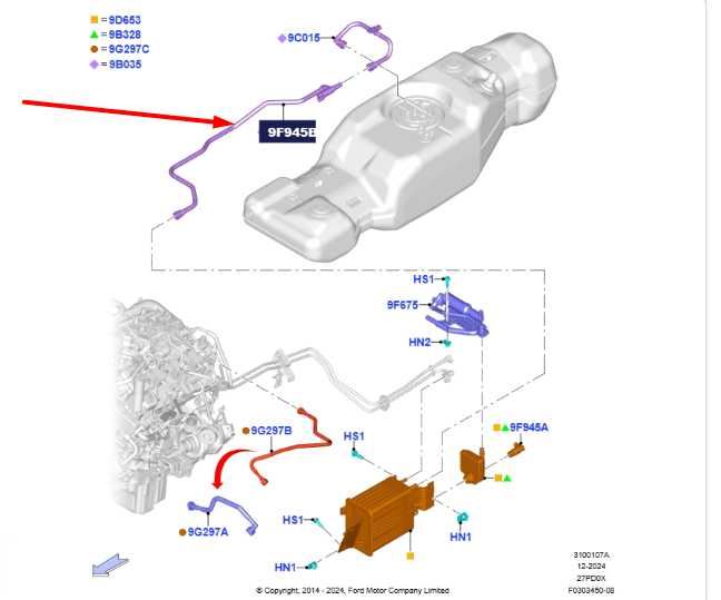 2018-2025 Ford F150 Fuel Vapor Valve Solenoid Line Tube JL34-9D683-DA OEM - Alshned Auto Parts
