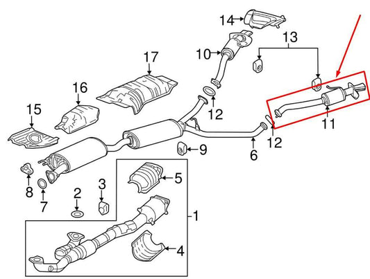 2017-20 Acura MDX Advance 3.5L AWD Rear Left Exhaust Muffler Pipe 18340-TZ5-A01 - Alshned Auto Parts