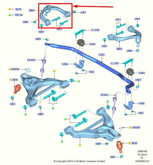2015-2020 Ford F150 3.5L 4WD Front Right Passenger Upper Control Arm FL3Z-3084-B - Alshned Auto Parts