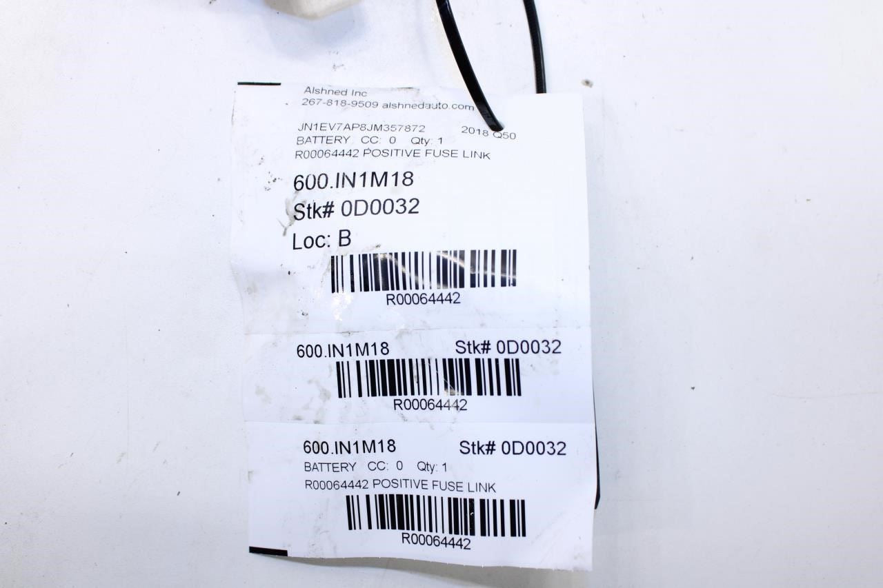 2016-23 Infiniti Q50 Luxe RWD 3.0L Positive Battery Fuse Link Terminal w/ Cover - Alshned Auto Parts