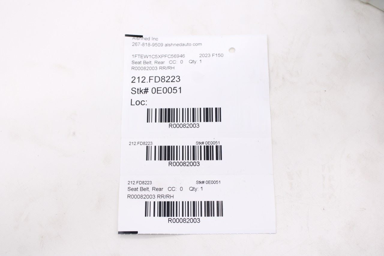 2021-25 Ford F150 XLT SuperCrew 5.0L Rear Right Side 2nd Row Seat Belt Retractor - Alshned Auto Parts